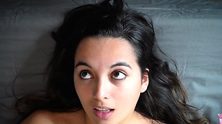 Small tit brunette teen fucks a big cock