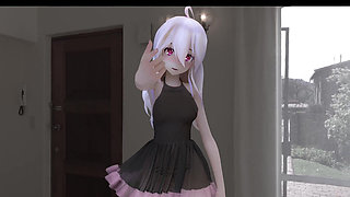 [mmd] 弱音chocolate Cream Black Stockings; Dress; Butt Plug; Anal Beads; Erotic Tattoos