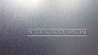 POV of a student with a curvaceous redhead teacher