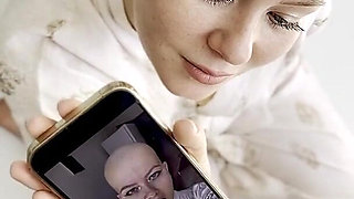 Cumtribute Bald Girl Cleanup Her Phone After