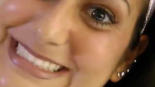 Slim stripper Cassidy Morgan POV blowjob facial