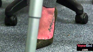 Office voyeur teasing BIG BLACK COCK colleague while jerking for h