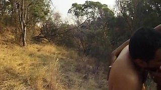 Tied Ebony German Slut Fucked in the Woods