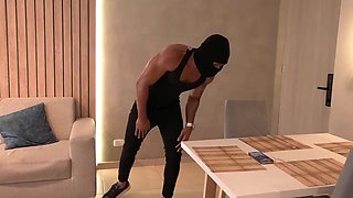 Bedroom Heist: Teen Beauty's Masked Thrill with Her Unexpected Intruder