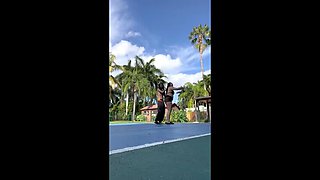 Big Booty Homemade Thot Fucks Outside with Homie's Babymama - Interracial Fun
