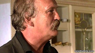 Hot wife sucks and fucks old man's buddy