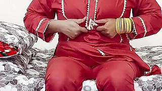 Desi Hot Woman with Natural Tits Riding on Dildo