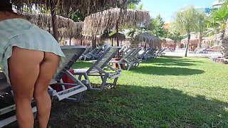 StepMom Seduces StepSon by showing Tits and Pussy in a AquaPark. Public Blowjob