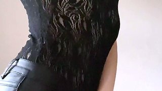 Amateur redhead masturbates then gives a blowjob