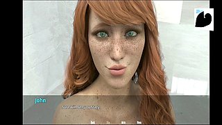 Busty babe in a visual novel game with an erotic storyline