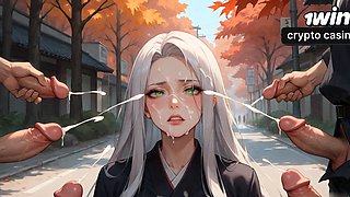 Autumn road's voluptuous ride, white-haired superstar