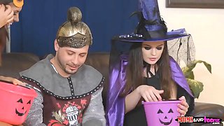 Mommy gets trick or treat penis in the douche
