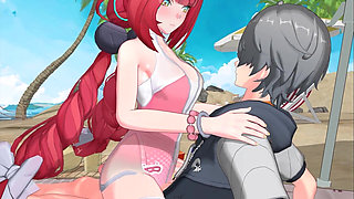 Zenless Zone Zero - Yuzuha and Alice’s Secret Beach Sex with Wise - Seductive Moans - 3D NSFW Animation