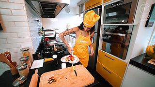 Hot lesbian Latinas cooking - Part 2 - SFW