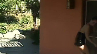 Blond degenerate submissive latex whore get dominate by sadistic couple for their rough sex games.