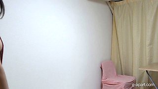 Shower and change, natural tits and hairy pussy Japanese girl take off Chinese dress, takes a shower and puts on lingerie