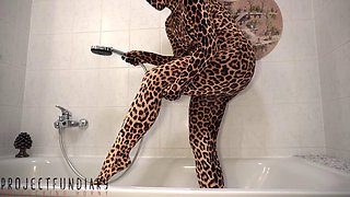 Leo in Sheer Catsuit Soaks Spa Bath for Twisted Facial Mask Cumshot from Projectsexdiary