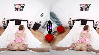 Teen Alice Klay's tight shaved pussy craves a massive cock in VR