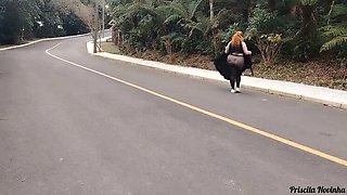My Stepmom Priscila Flashing Her Big Tits and Fat Pussy in See-Through Pants on the Street