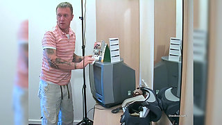 Redhead Sexy MILF in Lingerie Facesits a Guy While Bringing Him off by Hand