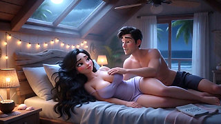 Stepmother's Secret Weekend Passion at the Beach Chalet (ai Generated)