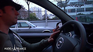Sexy redhead slut with big breast gets her ass nailed by the taxi driver