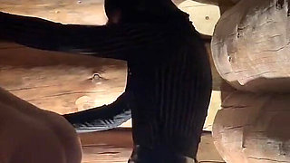 Dark Pegging on the Stairs with a Pink Dildo