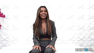 Busty long-haired chick Ava Amira likes jumping on a long wiener