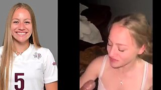 Gloryhole blowjob and facial for interracial blonde hoe