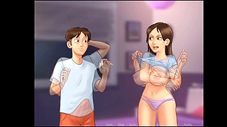 Schoolgirl enjoys steamy gaming session with her busty milf landlady