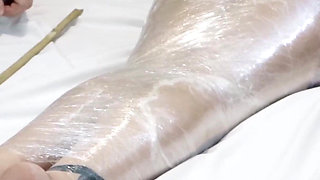 Gabriela in Mummification with Plastic Wrap, Whipping, Bastinado and Tickling