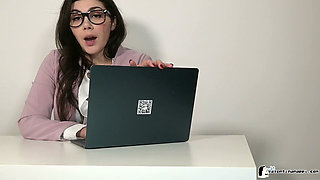 Horny Secretery Valentina Nappi Buttplug and Bullet Solo