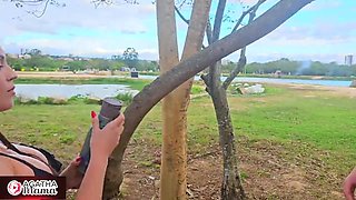 Naughty babe outdoor sex fun
