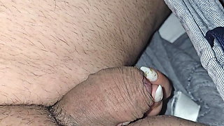 Step mom pulled out step son dick from his pants for handjob