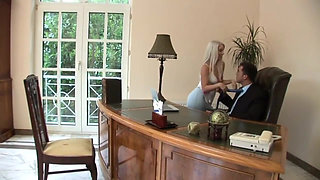 Young blonde seduces her boss