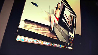 Latina with a Sensual Body Posing in Her Latex Skirt
