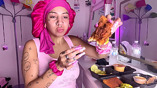 Mukbang Spicy Food Asmr Long Nails Messy Facestuffing Vlog