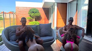 Two Couples Fucking Outside At Home Swimming Pool Party