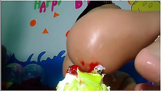 Horny Teacher Masturbates In The Classroom With A Birthday Cake