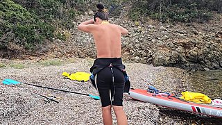 Slutty wife strips naked and plays with herself outdoors