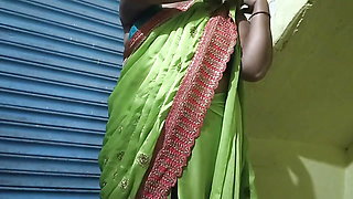My Indian stepmom dress remove and saree wear my front side I see and record video