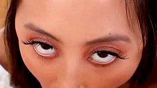 Slim latina Alexia Anders POV deepthroat blowjob and cum swallow