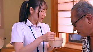 Sexy blonde Dara takes an old fat cock down her young throat