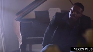 Pearl Necklace Stays On As A Blonde Beauty Rides A Thick Black Cock Hard