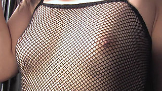 Horny Brunette Babe Masturbates with Banana and Eats Pussy