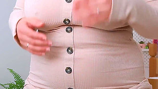 Horny MILF in Fishnet Stockings Rides a Dildo on a Chair.