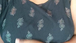 South Mallu Aunty Secret Showing for Stepbrother Big Boobs Pressing Talking Moaning