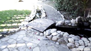 Curvy doll with big bottom Connie Perignon jumps on a huge dong
