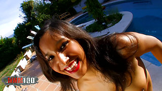 Dolce Elektra: Horny Arab Dolce Elektra Doing a Hot Striptease by the Pool