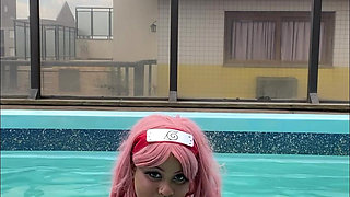 BBW Sakura Haruno at the Pool